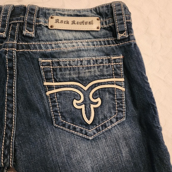 Rock Revival Emilie Easy Shorts 28 Y2K Western Cowgirl Embroidered Denim Glam - Picture 4 of 16